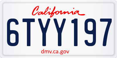 CA license plate 6TYY197