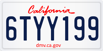 CA license plate 6TYY199