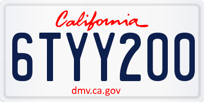 CA license plate 6TYY200