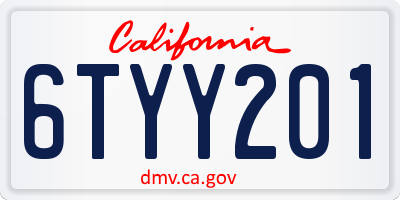 CA license plate 6TYY201