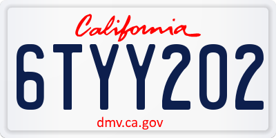 CA license plate 6TYY202