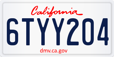 CA license plate 6TYY204