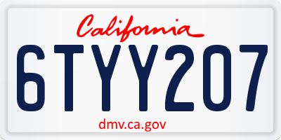 CA license plate 6TYY207