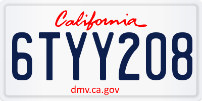 CA license plate 6TYY208