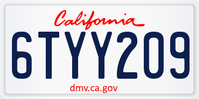 CA license plate 6TYY209