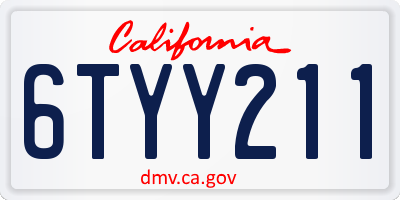 CA license plate 6TYY211