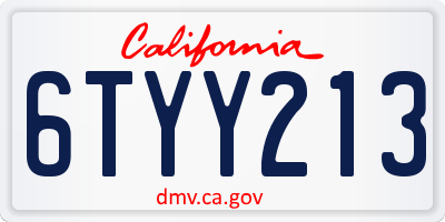 CA license plate 6TYY213