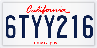CA license plate 6TYY216