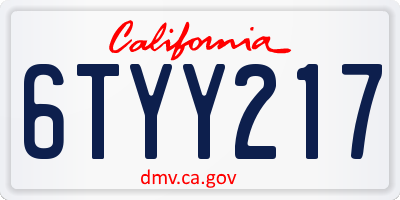 CA license plate 6TYY217