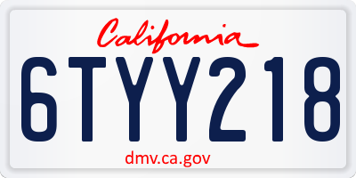 CA license plate 6TYY218
