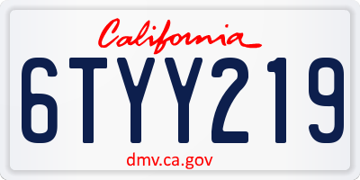CA license plate 6TYY219