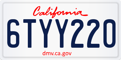 CA license plate 6TYY220