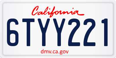 CA license plate 6TYY221