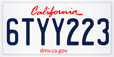 CA license plate 6TYY223