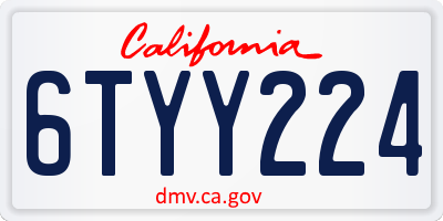 CA license plate 6TYY224