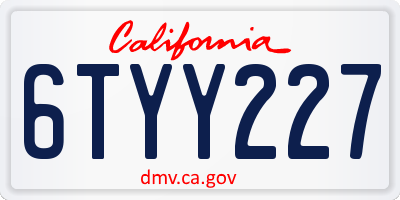 CA license plate 6TYY227