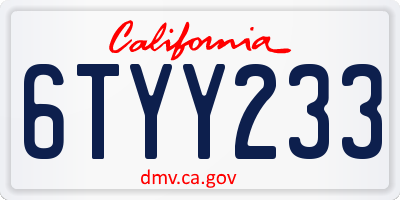CA license plate 6TYY233