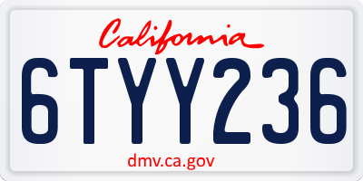 CA license plate 6TYY236