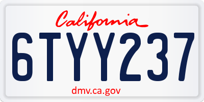 CA license plate 6TYY237