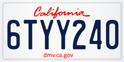 CA license plate 6TYY240