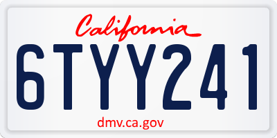 CA license plate 6TYY241