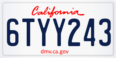 CA license plate 6TYY243