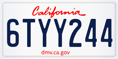 CA license plate 6TYY244