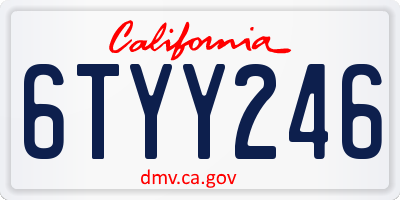 CA license plate 6TYY246
