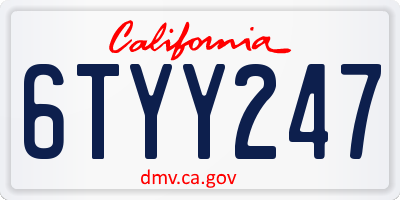 CA license plate 6TYY247