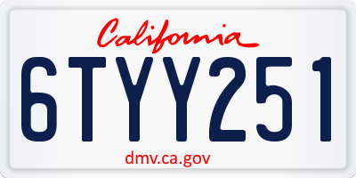 CA license plate 6TYY251