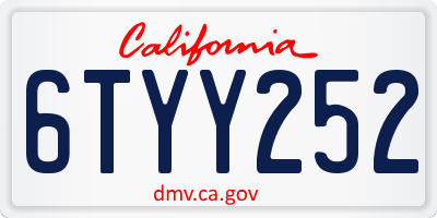 CA license plate 6TYY252