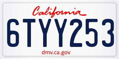 CA license plate 6TYY253