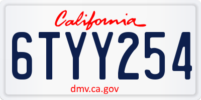 CA license plate 6TYY254