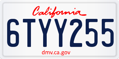 CA license plate 6TYY255
