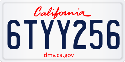 CA license plate 6TYY256