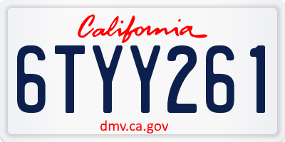 CA license plate 6TYY261