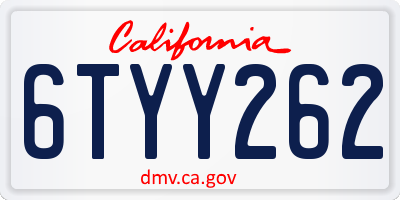 CA license plate 6TYY262