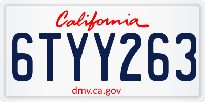 CA license plate 6TYY263