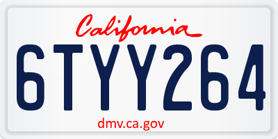 CA license plate 6TYY264