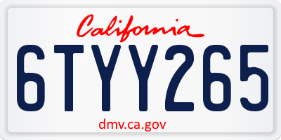 CA license plate 6TYY265