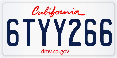 CA license plate 6TYY266
