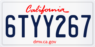 CA license plate 6TYY267