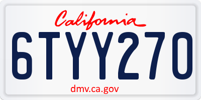 CA license plate 6TYY270
