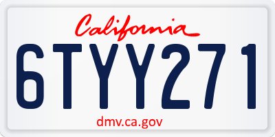 CA license plate 6TYY271