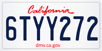 CA license plate 6TYY272
