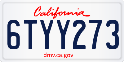 CA license plate 6TYY273