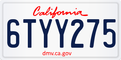 CA license plate 6TYY275