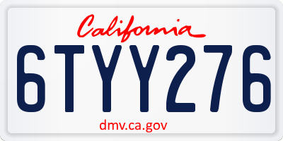 CA license plate 6TYY276