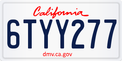 CA license plate 6TYY277