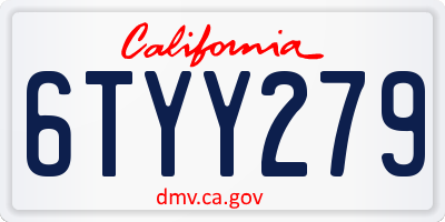 CA license plate 6TYY279
